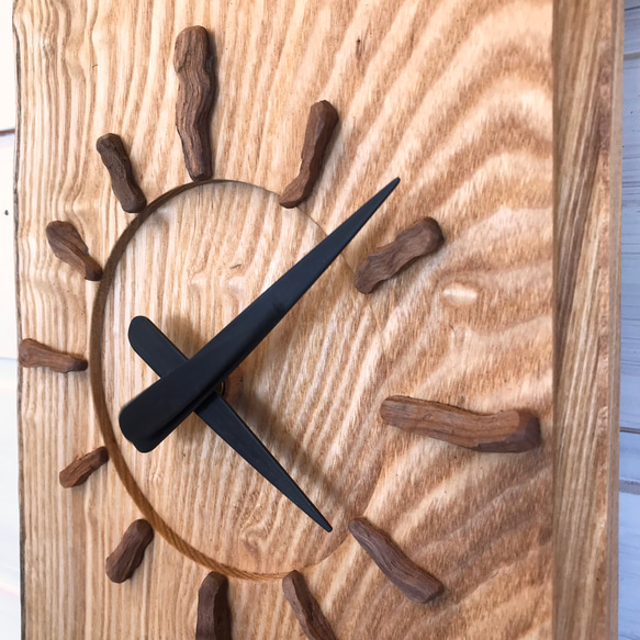 【木の時計】たも（玉杢）No.876／一点もの 