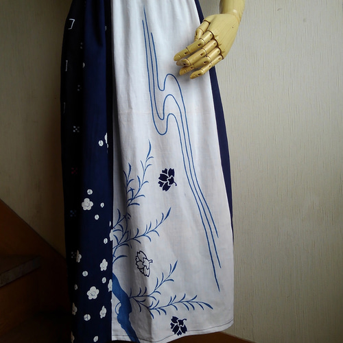 浴衣リメイク93番 浴衣地パッチワーク単衣スカジャン風 浴衣リメイク93