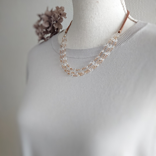 クリスタルのナチュラルネックレス:天然石,革ひも ネックレス