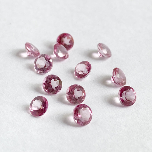 2個】ピンクトパーズ 4×4mm 宝石質 ルース ラウンドファセットカット 