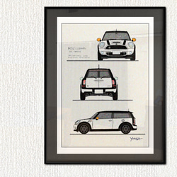 BMW MINI ミニクーパー アート絵画 ポスター ドロミティ A4サイズ 額