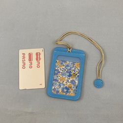 パスケース1枚用（ブルーに茶トラ猫の刺繍）No.03004-31 3枚目の画像
