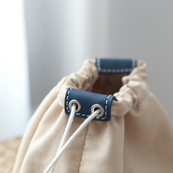 「帆布×革の組み合わせ」本革レザー編みハンドバッグショルダートートバッグ 巾着袋 肩掛け 鞄 11枚目の画像