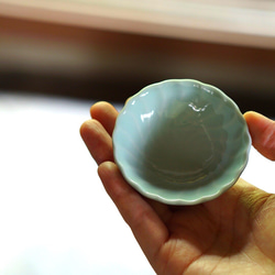 おしゃれ　シンプル　小皿　薬味入れ　すっきり　青磁　京焼　プレゼント　作家　林紅村 5枚目の画像