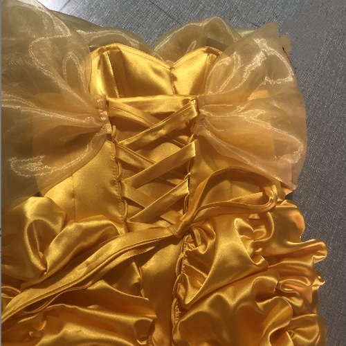 憧れのドレス パーティードレス プリンセスライン パステルイエロー  