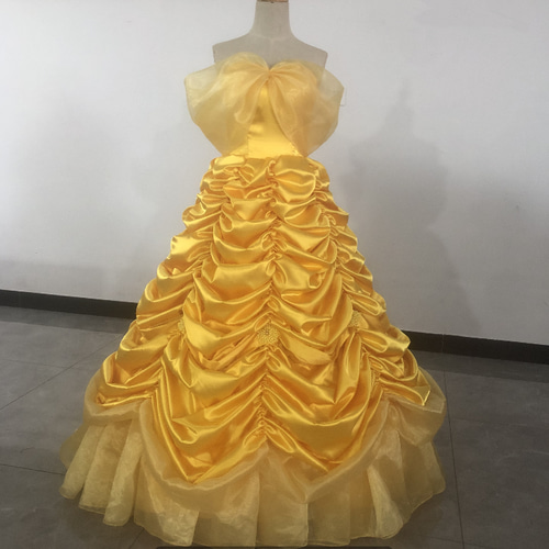憧れのドレス パーティードレス プリンセスライン パステルイエロー  
