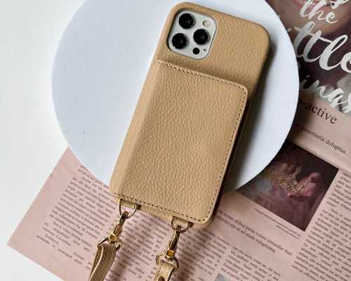 ベージュ レザー風 iPhoneケース キーホルダー付き 456c44af087bb696e51af48b0afdc6