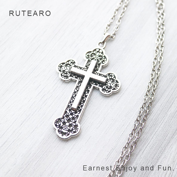 上品で魅力的な十字架のネックレス ―  メンズ レディースネックレス クロス 十字架 キリスト ― 000463 1枚目の画像
