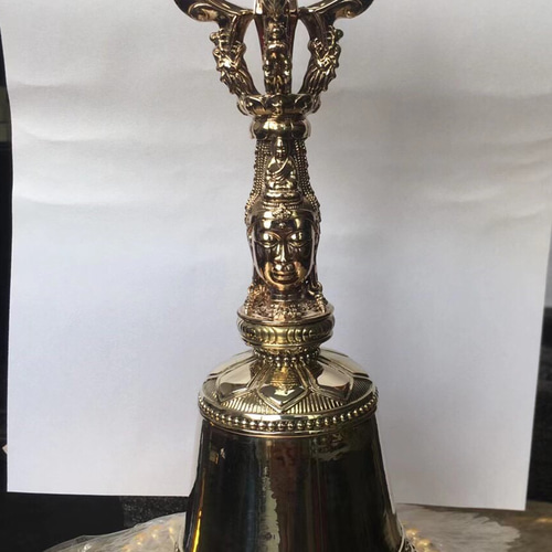 密教法器 阿嵯耶観音金剛鈴 鐘 仏教法具 真鍮製 22cm その他置物