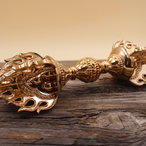 密教法器 宝珠金剛杵 仏教法具 真鍮製 vajra 22cm その他置物 りおん