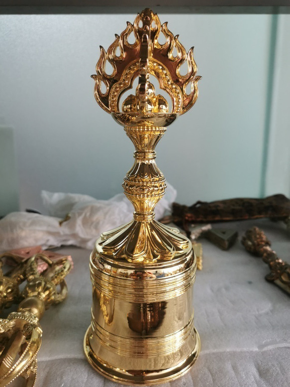 チベット密教法器 宝珠鐘 チベタンベル 真鍮製 金剛鈴 仏教美術