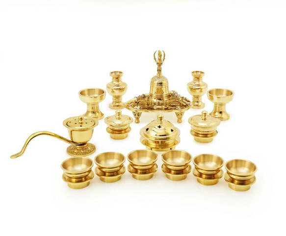 チベット仏教法器 20点セット 一面器 東密仏具 寺院 チベット 帝釈天 真鍮製 チベット仏教法器 20点セット 一面器 東密仏具 寺院 チベット