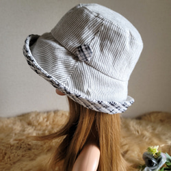 ★ひとつ持っていると便利なプレーン帽子★62㎝★オフホワイト×グレー系 3枚目の画像