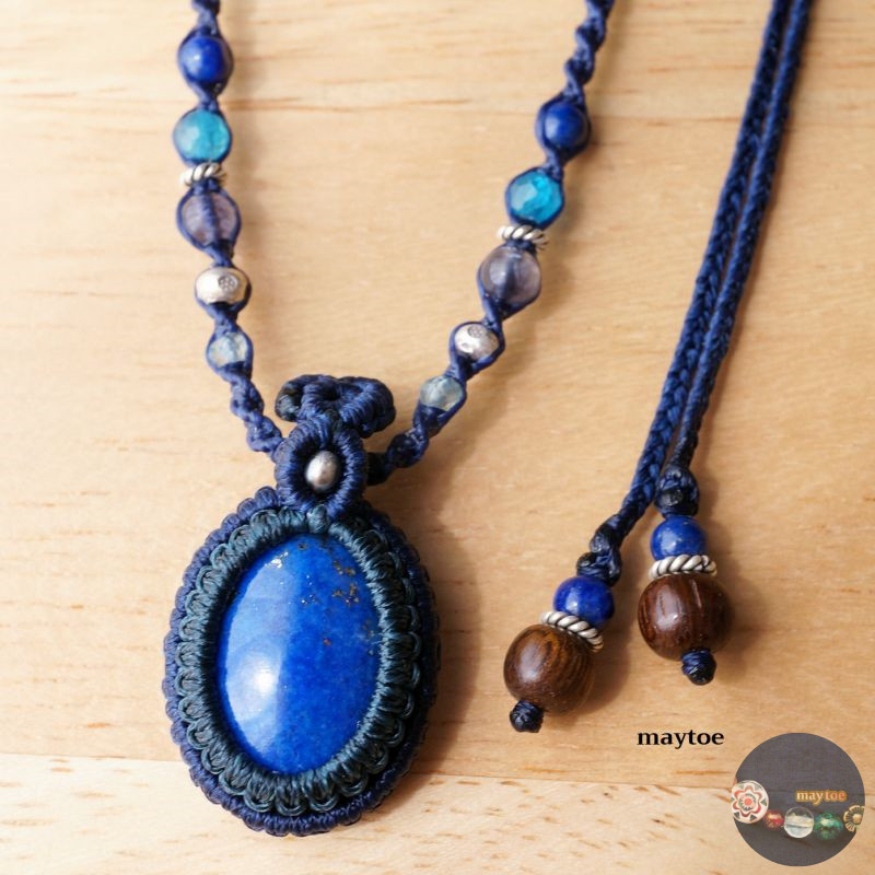 ラピスラズリのマクラメネックレス - 蒼の洞窟 - 項鍊 maytoe