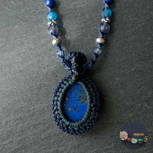 ラピスラズリのマクラメネックレス - 蒼の洞窟 - 項鍊 maytoe