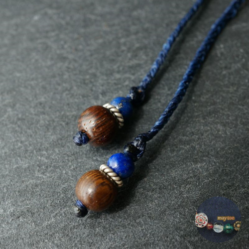 【ちーさん】ラピスラズリ＆ブルートパーズのマクラメ編みネックレス他 ちーさん】ラピスラズリ＆ブルートパーズのマクラメ編み