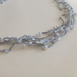 「creema限定」ネックレス〜絹糸と淡水真珠とアクアマリン 7枚目の画像