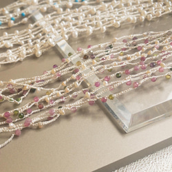 「creema限定」ネックレス〜絹糸と淡水真珠とアクアマリン 16枚目の画像