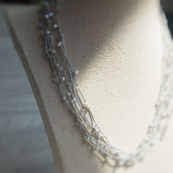 「creema限定」ネックレス〜絹糸と淡水真珠とアクアマリン 6枚目の画像
