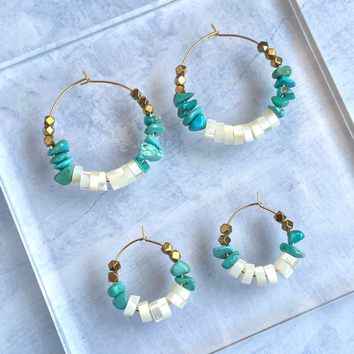 MIZUKI ターコイズビーズ フープピアス MIZUKI ターコイズビーズ フープピアス