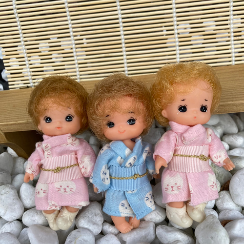 001 かこちゃん みくちゃん げんくん 浴衣 猫柄 リカちゃん 妹弟 3つご