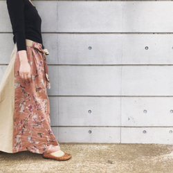 ■3日以内発送■【再販】デニムと4つの素材を使った、風を纏うフレアマキシスカート。ロングスカート ウエストゴム 春 夏 9枚目の画像