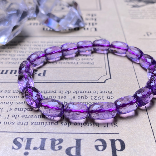 高品質No:1382アメジスト•カット早い者勝ち天然石ブレスレット  