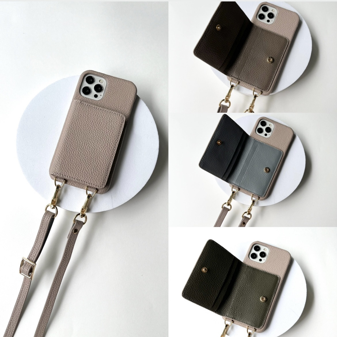 ITALIA産チョコ 高級ショルダー本革スマホケース❤ハンドメイド✿iPhone 高級ショルダー本革スマホケース❤ハンドメイド✿iPhone ITALIA産チョコ