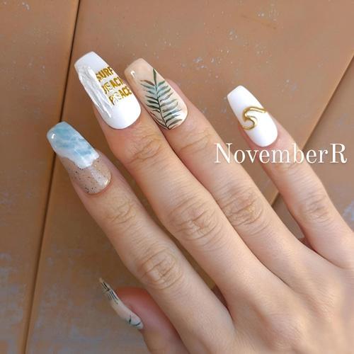 LA567☆ニュアンスボタニカルネイルチップ ネイルチップ（つけ爪