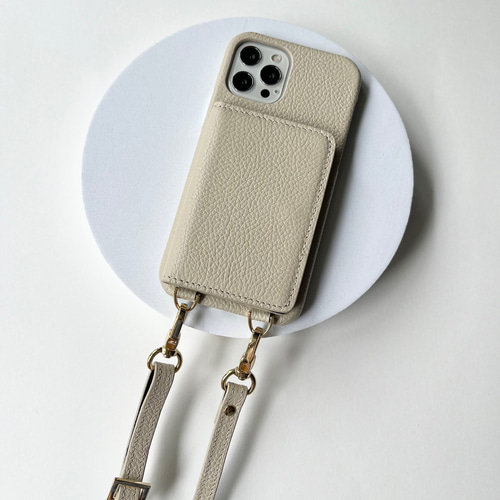 本革 内側バイカラー カード収納ショルダー名入れiphoneケース 新作本革バイカラー カード収納 ショルダー名入れiphoneケース