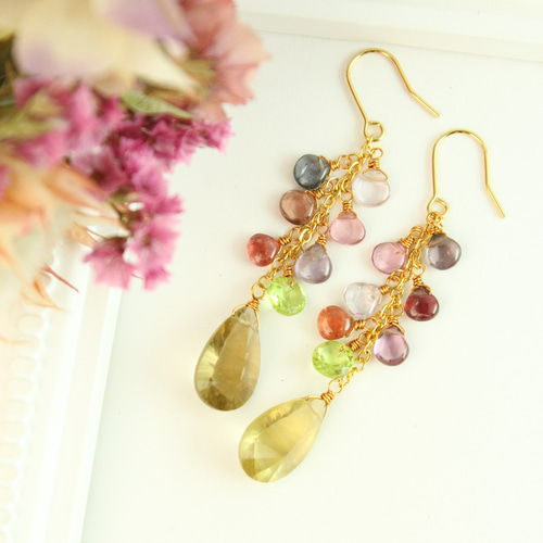 1点物ペア ブラウンフォッシルコーラル柄が素敵ピアスチャーム