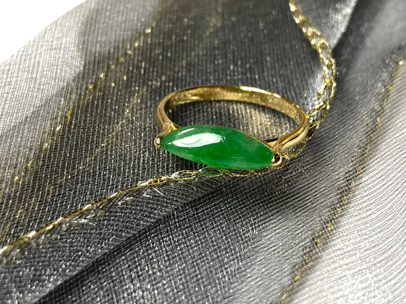 a04 受注制作 k18金 ゴールド ミャンマー産 天然 マーキス ヒスイ 本