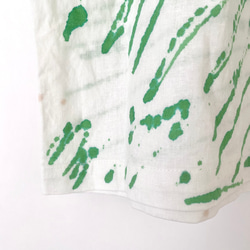 手染めの半袖ブラウス コットンリネン 『Line』green 5枚目の画像