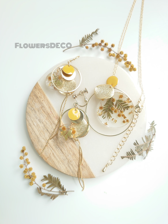 Minosa Yellow Flower Moon 含羞草【Neckless &amp; Earrings parts chan 第1張的照片