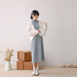 白色 軟糯毛毛披肩外套 搭配旗袍 新中式中秋春節改良 第2張的照片