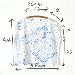 手工染色法式袖襯衫棉亞麻「圓圓」藍色 第4張的照片