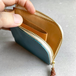 【スカイブルー】L字型ファスナーウォレット/財布 ポケットサイズ 3枚目の画像