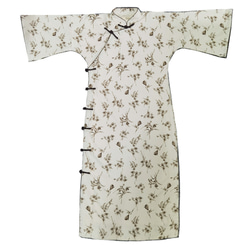 七分袖チャイナドレス 花柄×ホワイト 9枚目の画像