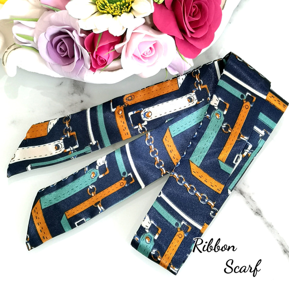 リボンスカーフ01#バッグスカーフ　スカーフ 1枚目の画像