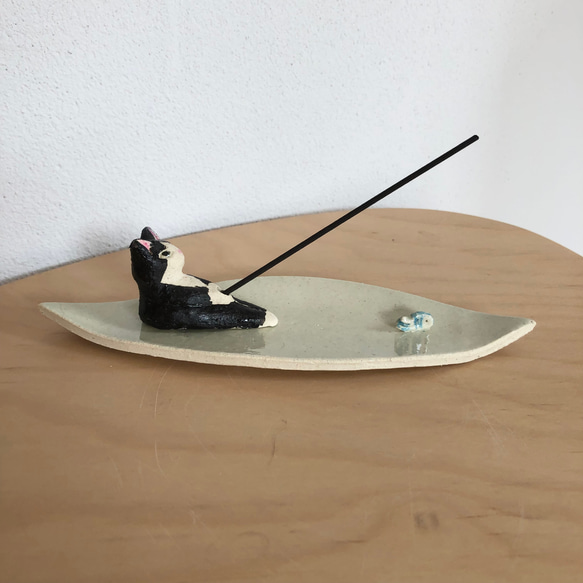 釣りする猫のお香立て、ハチワレ　) 人気・おすすめ｜多用途・生活用品におすすめ キャンペーン中 即納