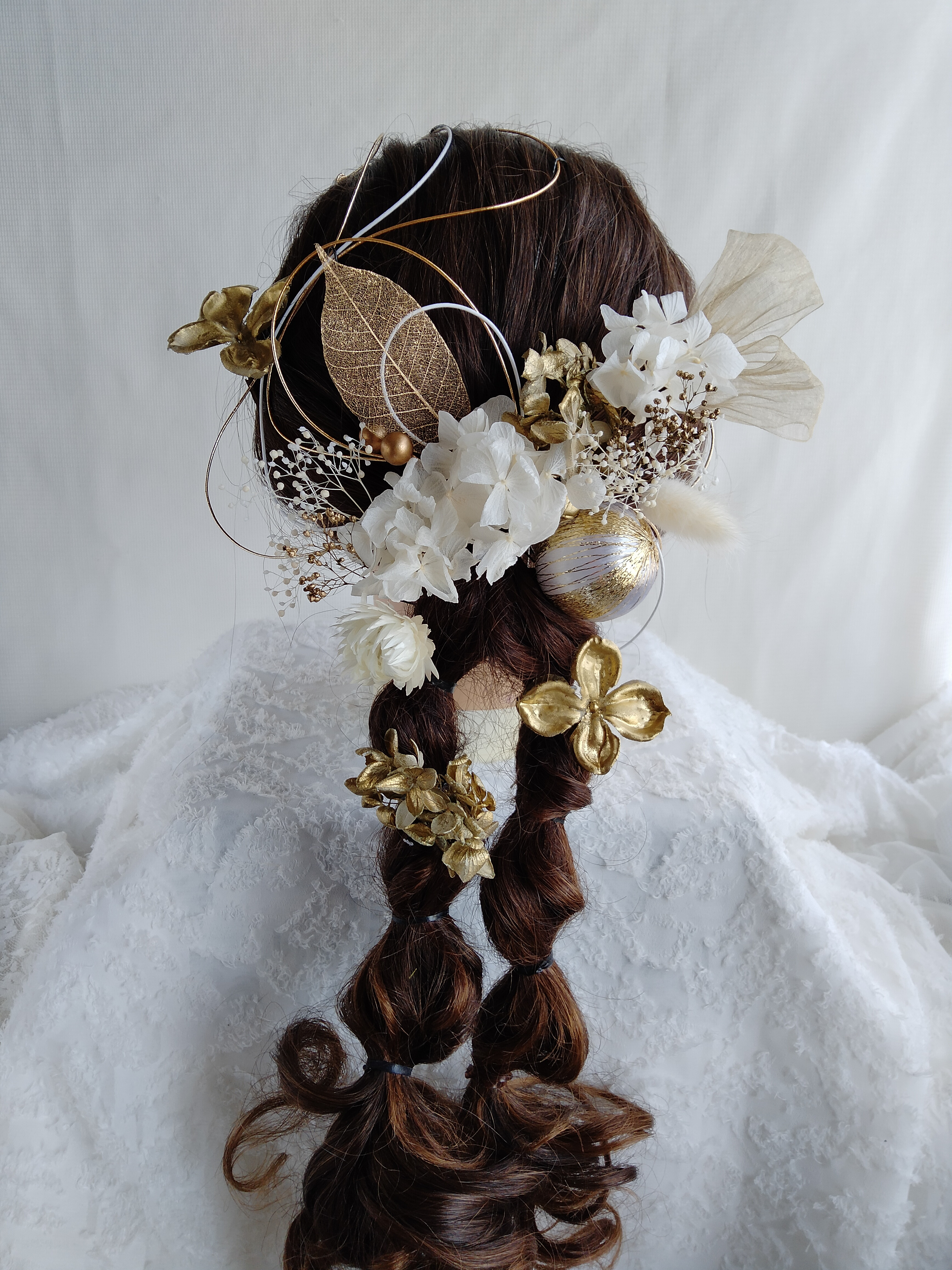 ツインテール　ツイン団子　ツインアレンジ　編みおろし　編みおろしアレンジ 　オーガンジーリボン　リボン　卒業式　成人式