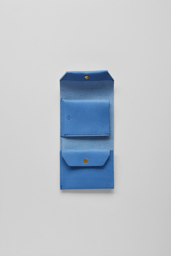 MINI WALLET 手のひらサイズのミニ財布 発色の良いイタリアンレザー キトンブルー [MOLVAR] 3枚目の画像