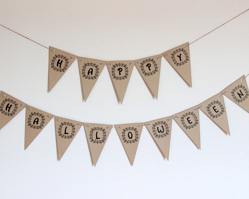 クラフト紙で作ったハロウィンガーランド ガーランド mami913 通販