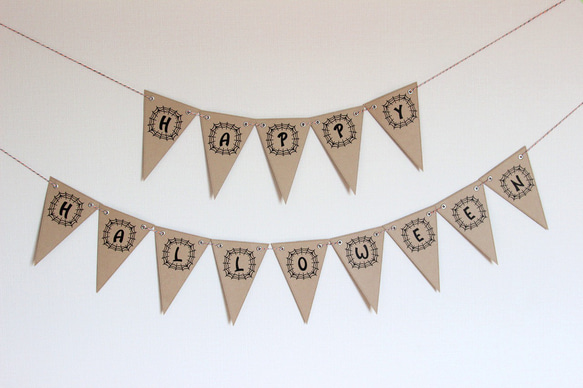 クラフト紙で作ったハロウィンガーランド ガーランド mami913