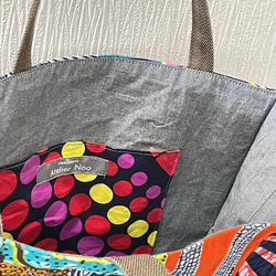 アフリカ布　パッチワーク✖️デニム　ショッピングバッグ 6枚目の画像