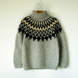 完売】アルパカウール・ノルディック柄ハイネックニット（N-420087