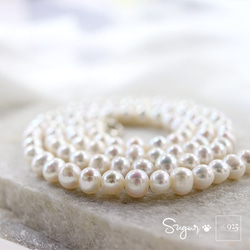 淡水パールネックレス　高品質AAAランク　 6mm 40cm〜アレルギー対応 2枚目の画像