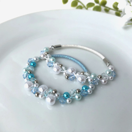 プリンセス気分♡ パールとビーズのゴムブレスレット *ジュエリー  