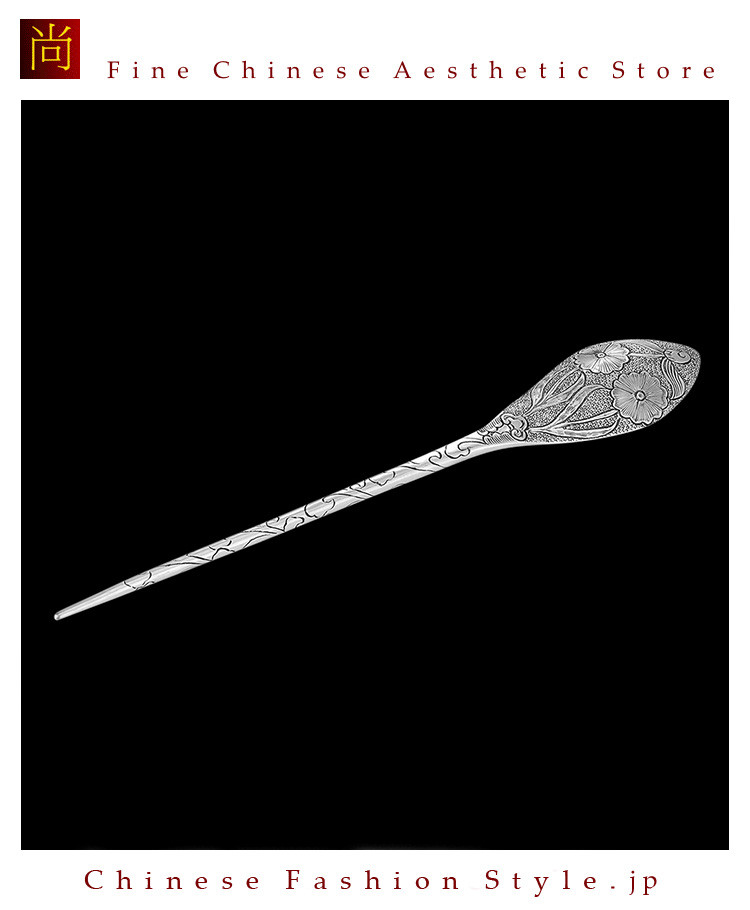 ヘアアクセサリージュエリークリップシルバー999高品質工芸品＃104