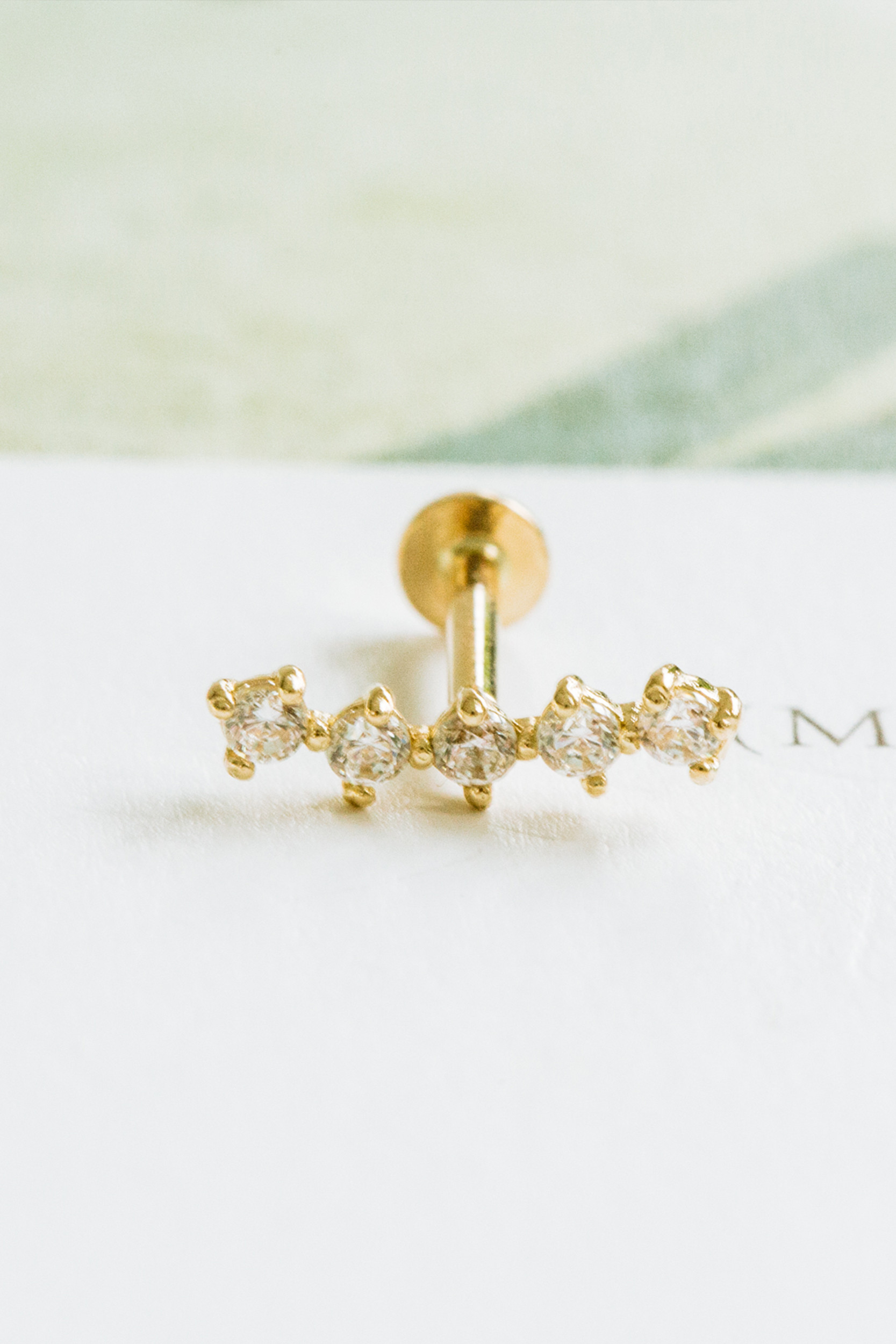 14K金 ゴールド Cz ヘリックス 軟骨 アンチトラガス アウター インナーコンク イヤリング ピアス ラブレット